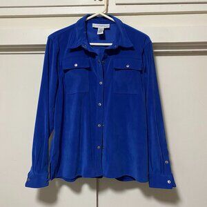Sag Harbor royal blue faux suede snap front jacket, size 14